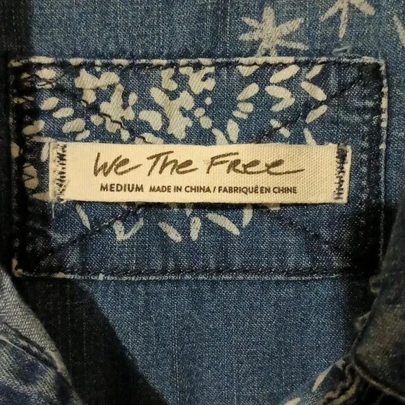 Free People We The Free Marrakesh Embroidered Denim Top Medium - Picture 4 of 12